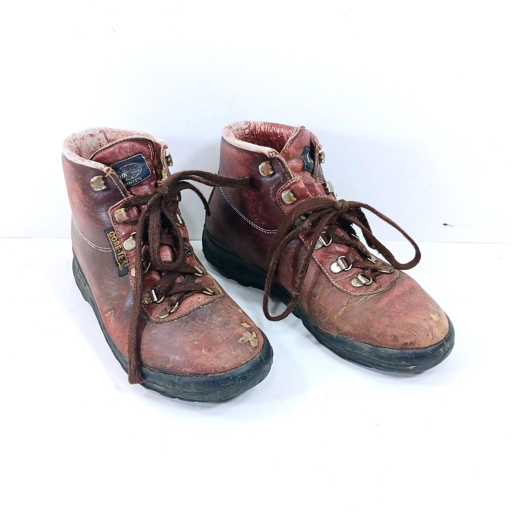 Vasque Gore-Tex Vintage Hiking Boots Burgundy Leather‎ Mens 7.5 M Made in Italy
